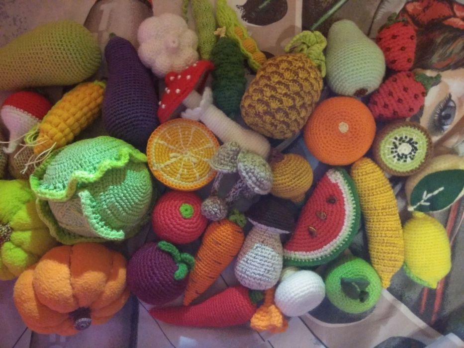 Овочi фрукти гриби ручна робота м"яка іграшка