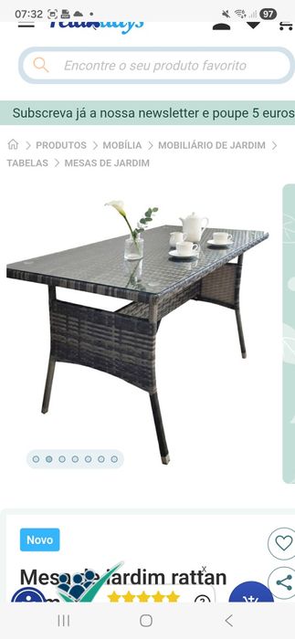 Mesa de jardim com vidro + 4 cadeiras