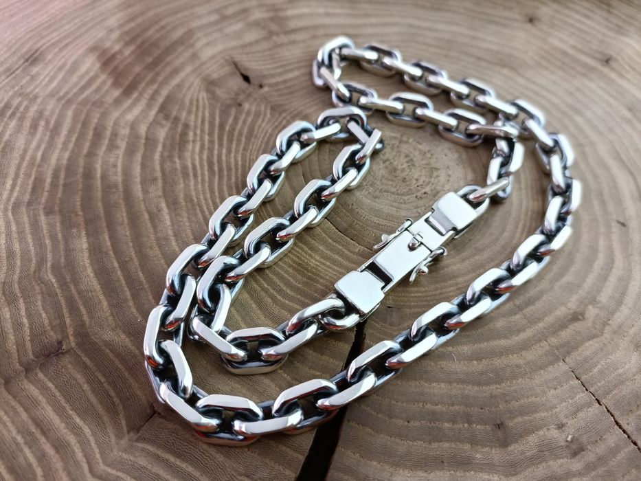 Серебряная большая цепочка Якорная, полновесная. Срібний ланцюг Якір