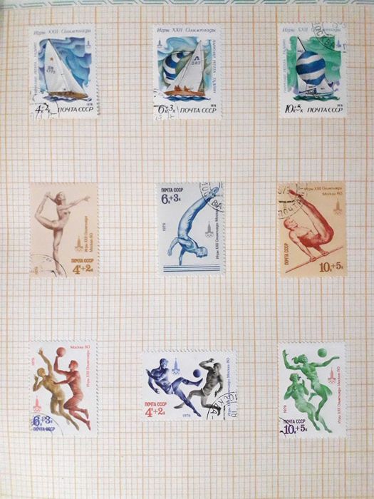 Colecção de 60 selos antigos temática "Jogos Olímpicos" da ex. URSS