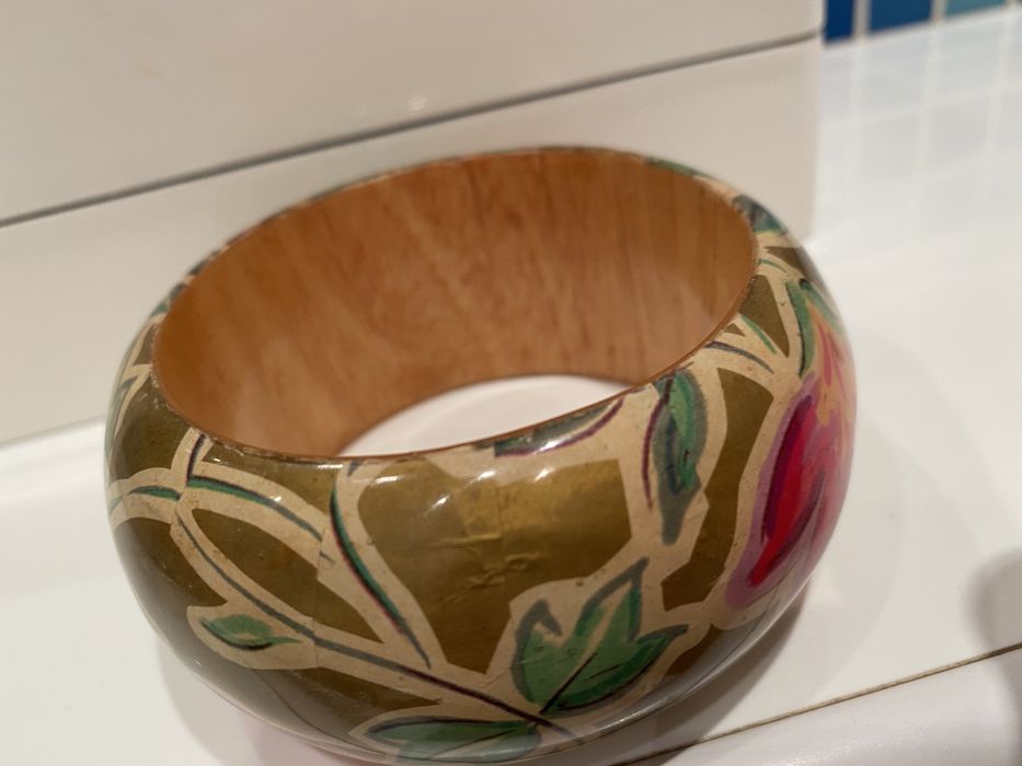 Bransoletka drewniana decoupage - stan idealny