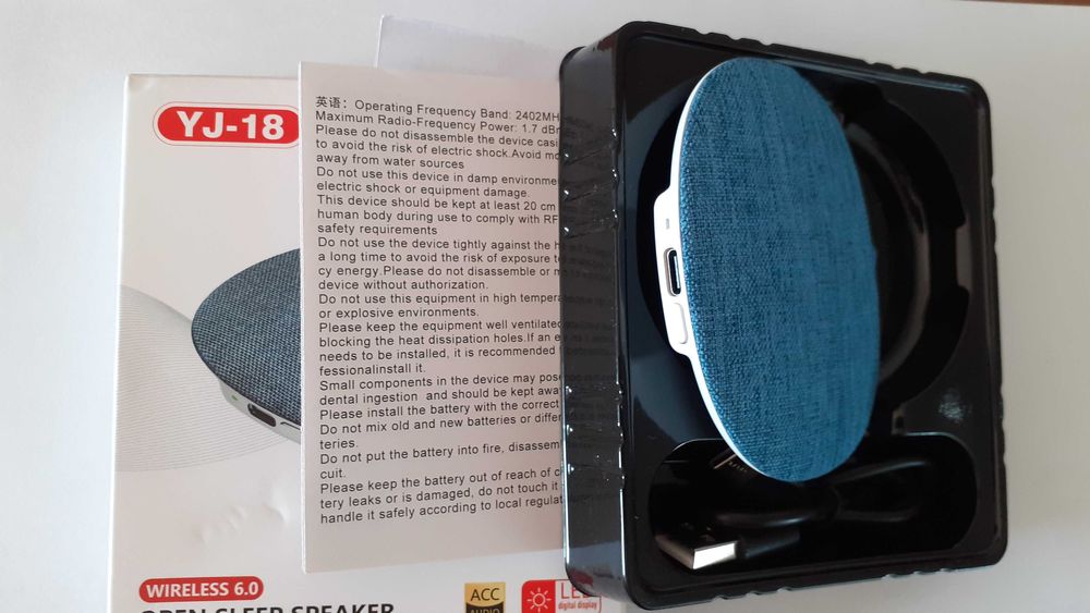 Pequena coluna Bluetooth portátil, ajuda no sono. Nova, em caixa.