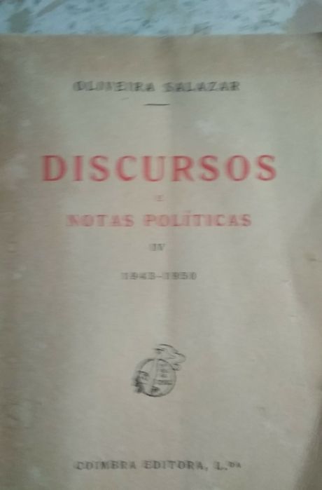 Livros Discursos Notas Políticas de Oliveira Salazar vendo totalidade