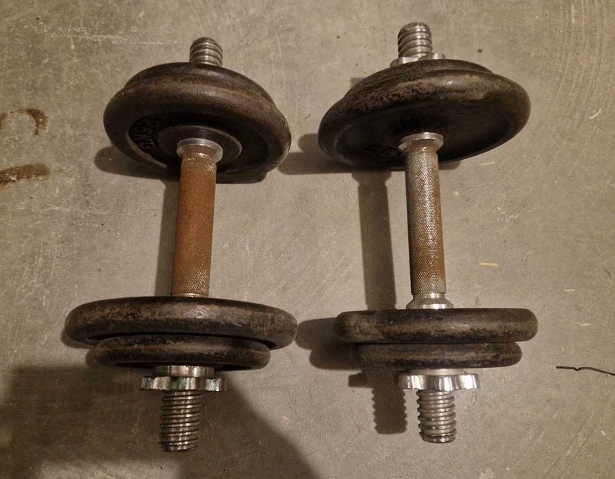 2x hantle 10kg + 2x gryfy łamane 120cm - Łódź Bałuty