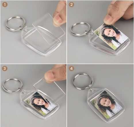 Porta-Chaves em acrílico  transparente para fotos/ofertas (6 unidades)