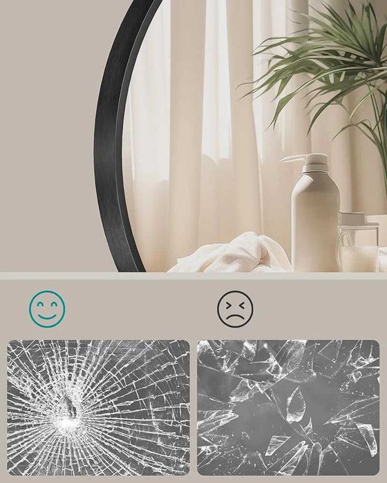 Lustro ścienne koło rama metal 50 x 50 mm