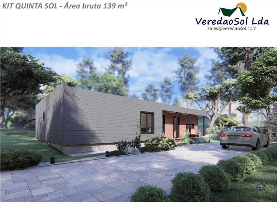 Casa madeira pre fabricada KIT QUINTA SOL T4 139m² - CE A+/A++