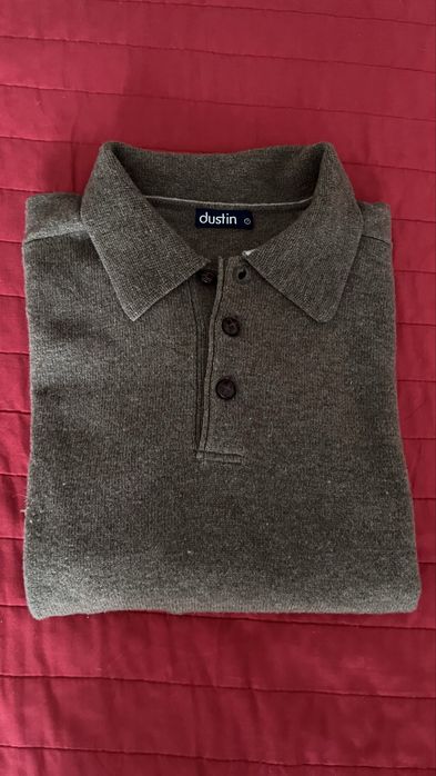 Camisola Malha 100% Lã Dustin Homem XXL Castanha Polo Clássica