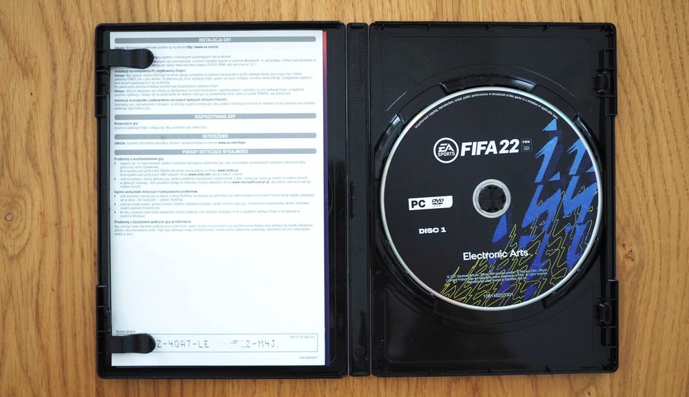 Fifa22 PC, pudełko, płyty