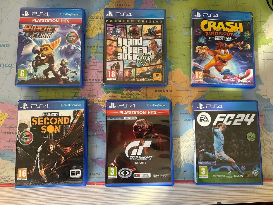 Consola PS4 Slim 500GB nova, 2 comandos originais Dual Shock, jogos