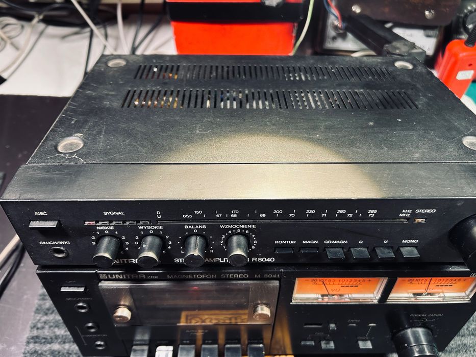 Czarna  Mini wieza 8040/8041 Unitra-Diora, komplet z PRL