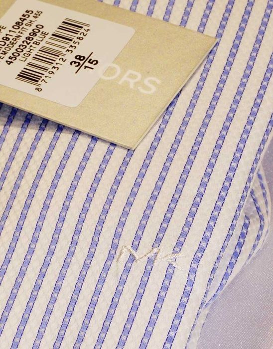 Michael Kors  koszula S/M 38 non iron 2-ply biała prążek ck stenstroms