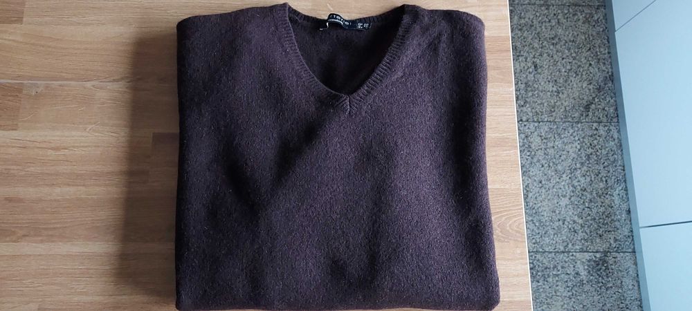 Camisola em V para homem castanho