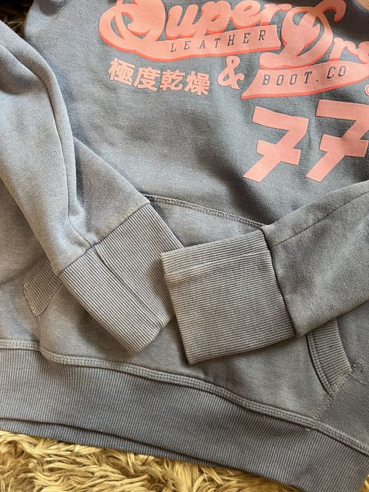 Superdry niebieska z dużym logo z kapturem kangurka r S