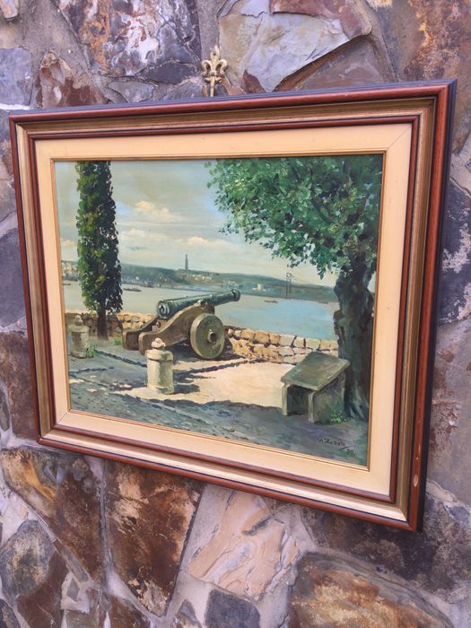 Pintura a óleo Original António Barata Assinado Castelo São Jorge LX