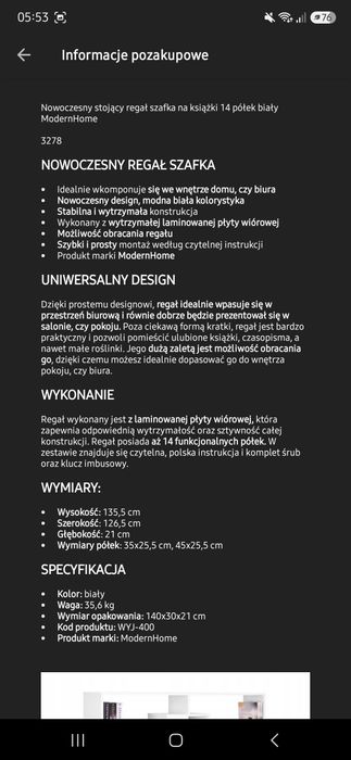 Regał/półka  na książki biała