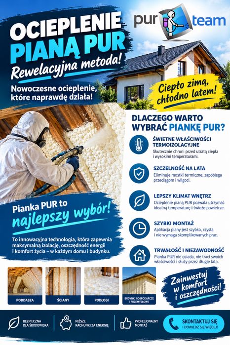 Ocieplanie  domu pianą pur izolacja poddasza