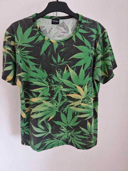 T-shirt chłopięcy, młodzieżowy, czarny z wzorem, rozmiar L