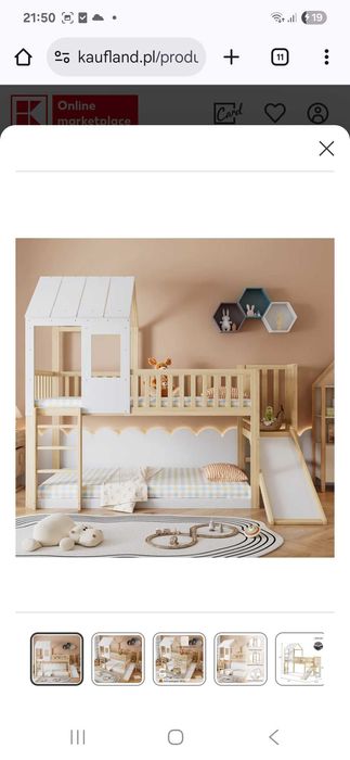 Łóżko piętrowe domek ze zjeżdżalnią