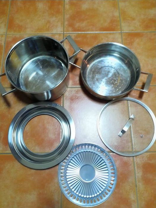 Panela Cozer a Vapor Inox - 2 patamares (Como Novo)