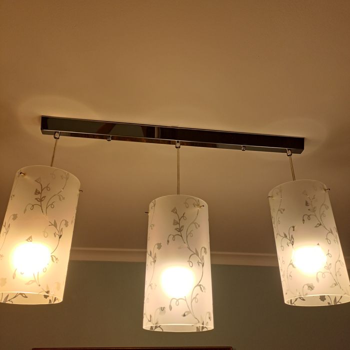 Lampa potrójna + kinkiet w kwiaty