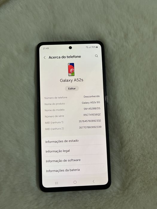 Samsung Galaxy A52s 5G 128GB em bom estado