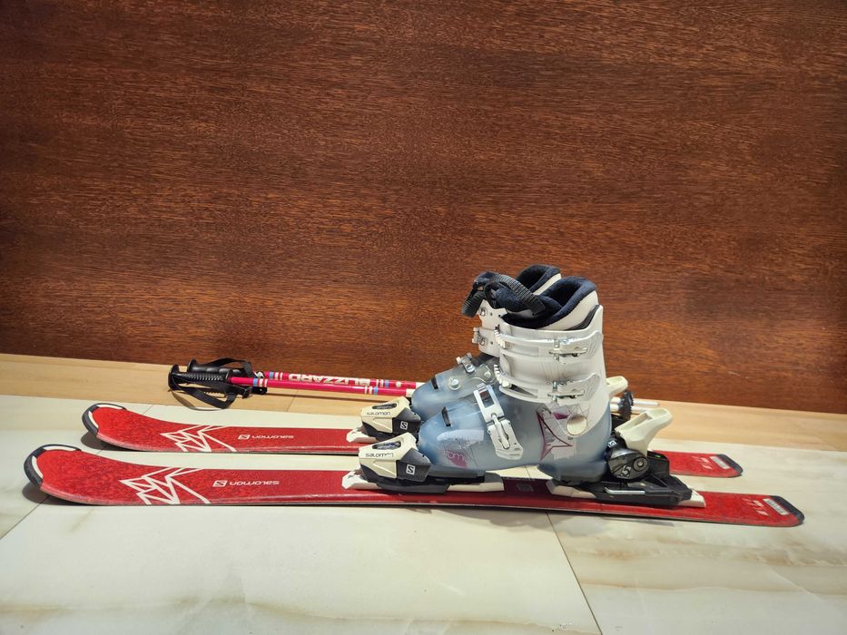 Zestaw narciarski Salomon QST LUX JR 100cm , buty  Atomic 21 / 21,5