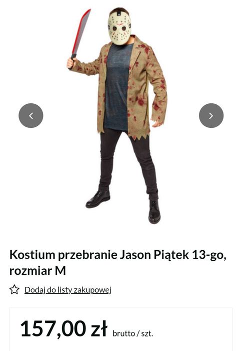 Kostium, przebranie, zabawa, Piątek 13-ego Jason