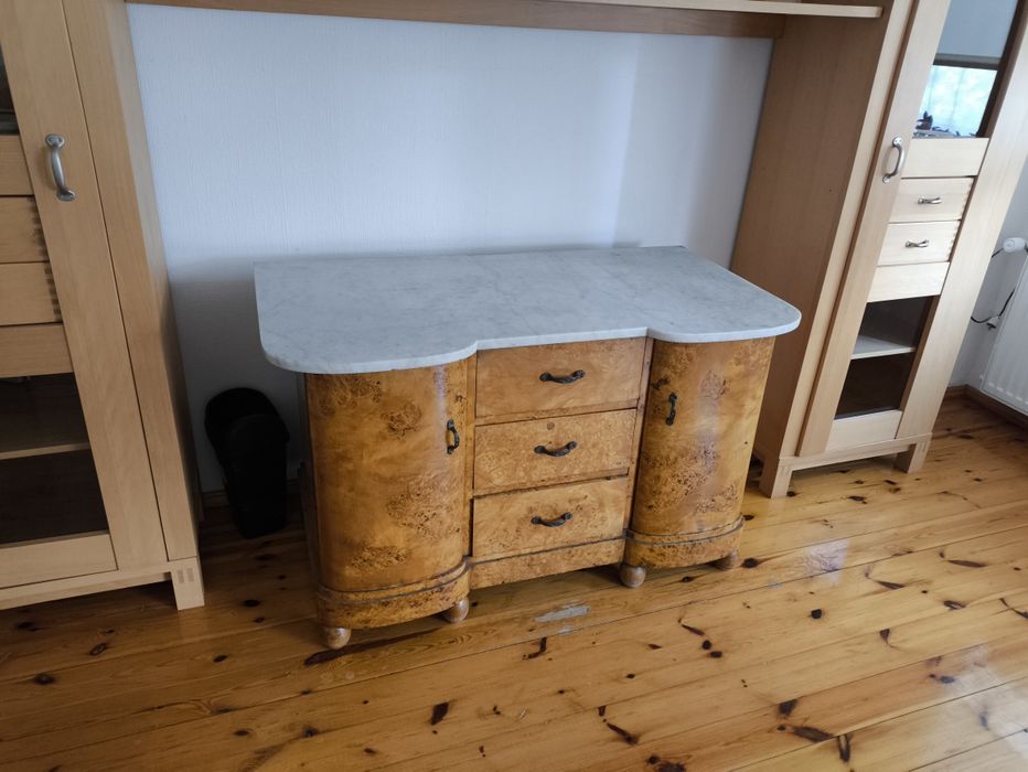 Kompleksowa sypialnia Art Déco – czeczota, marmur (komplet)
