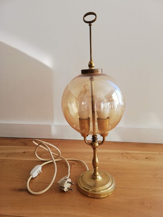 Stylowa lampa stojąca, szklana,