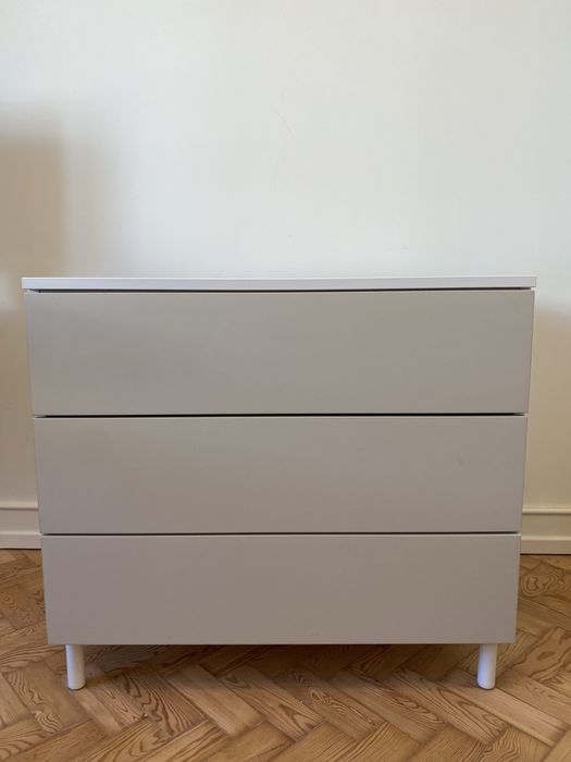 Comoda 3 gavetas cinza/branca