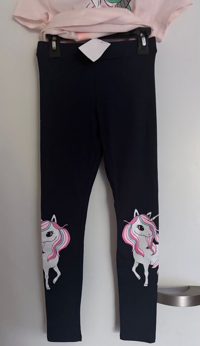 Jednorożec, Unicorn, Zestaw, komplet leginsy i koszulka HM BROKAT