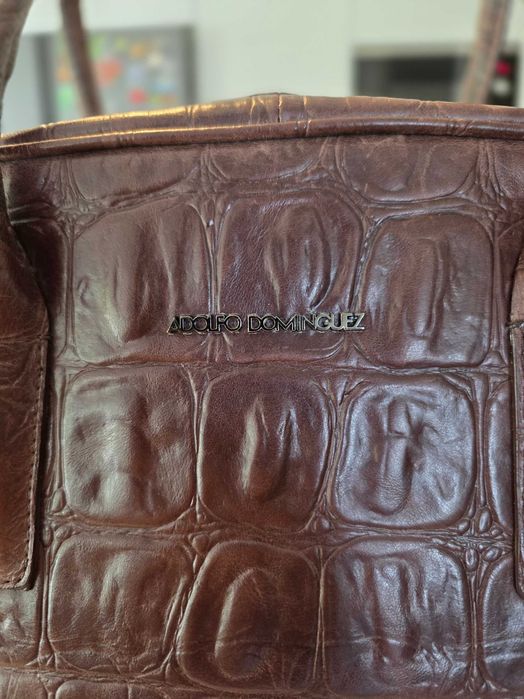 Mala em pele genuína Adolfo Dominguez