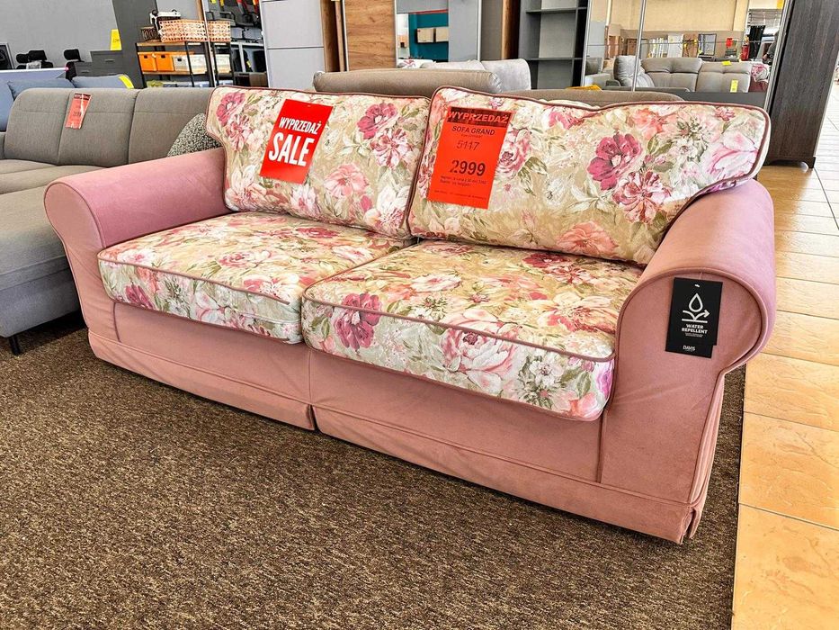 Sofa w stylu angielskim z funkcją spania w kwiaty Grand