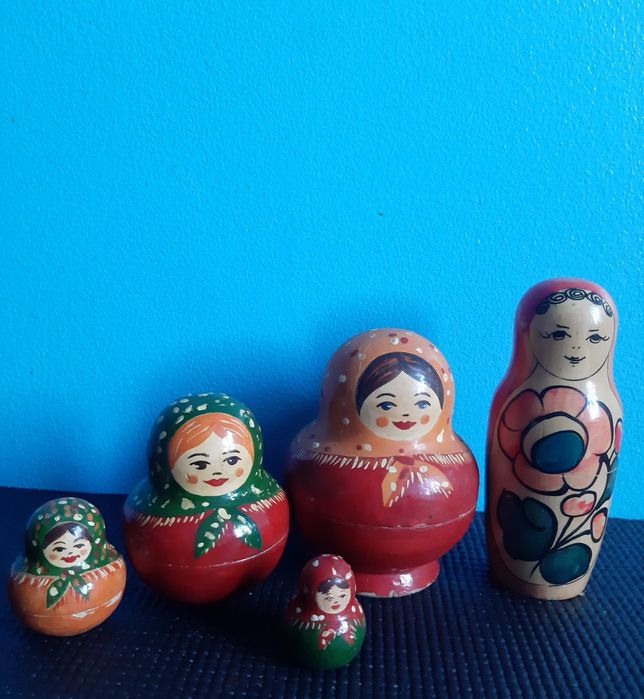 Матрёшки СССР, разборные, ручная работа, раритет 4 в 1 (1960г.) + 1