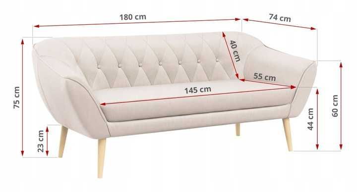 Promocja !! SOFA 3 OSOBOWA w stylu skandynawskim PIKO. Stan idealny.