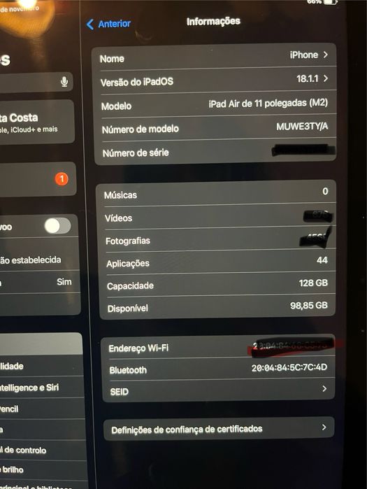 Ipad Air m2 128G semi-novo