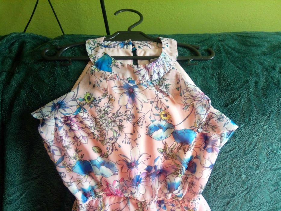 TU Sukienka letnia w kwiaty różowa 128 jak nowa