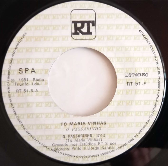 Tó Maria Vinhas	- - - - -	O Passarinho	- - - - -	Single424178411048151042