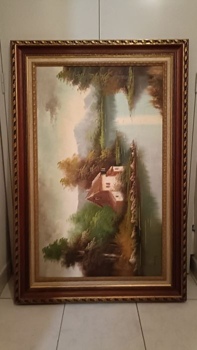 Moldura com pintura a oleo