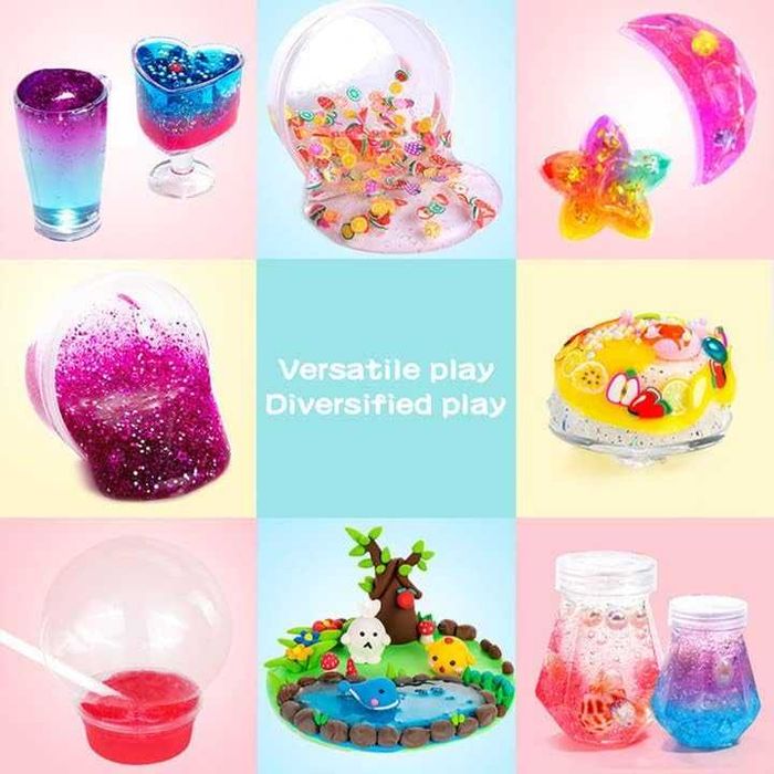 Super kit de slime lama de cristal com 24 cores + complementos - NOVO