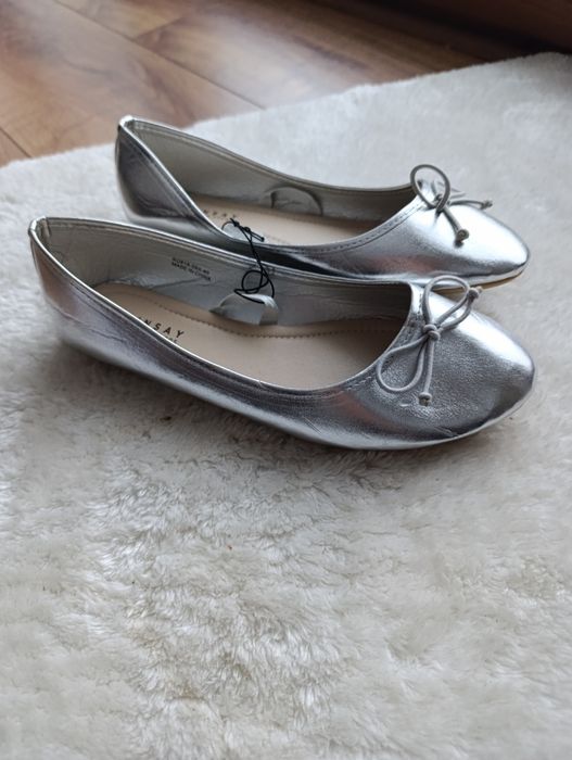 Nowe, srebrne baleriny,rozmiar 40