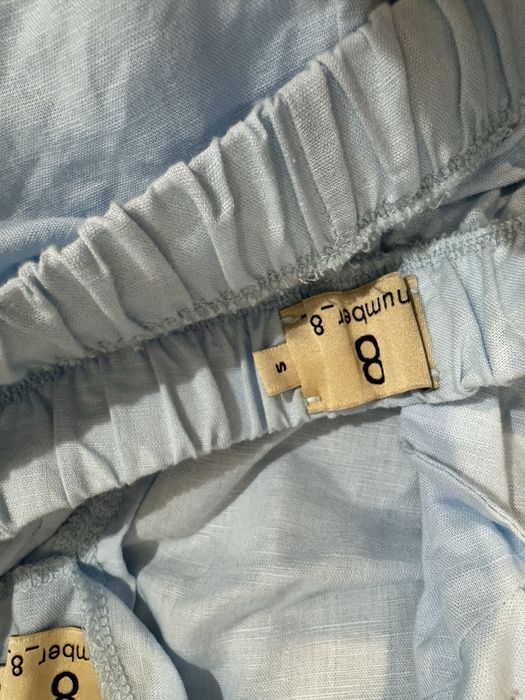 Костюм лен number 8 голубой шорты рубашка