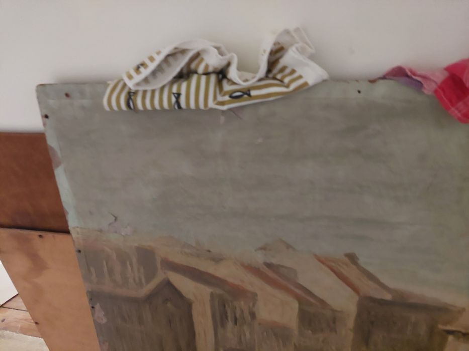 Grande quadro antigo óleo sobre platex restauradores Lisboa