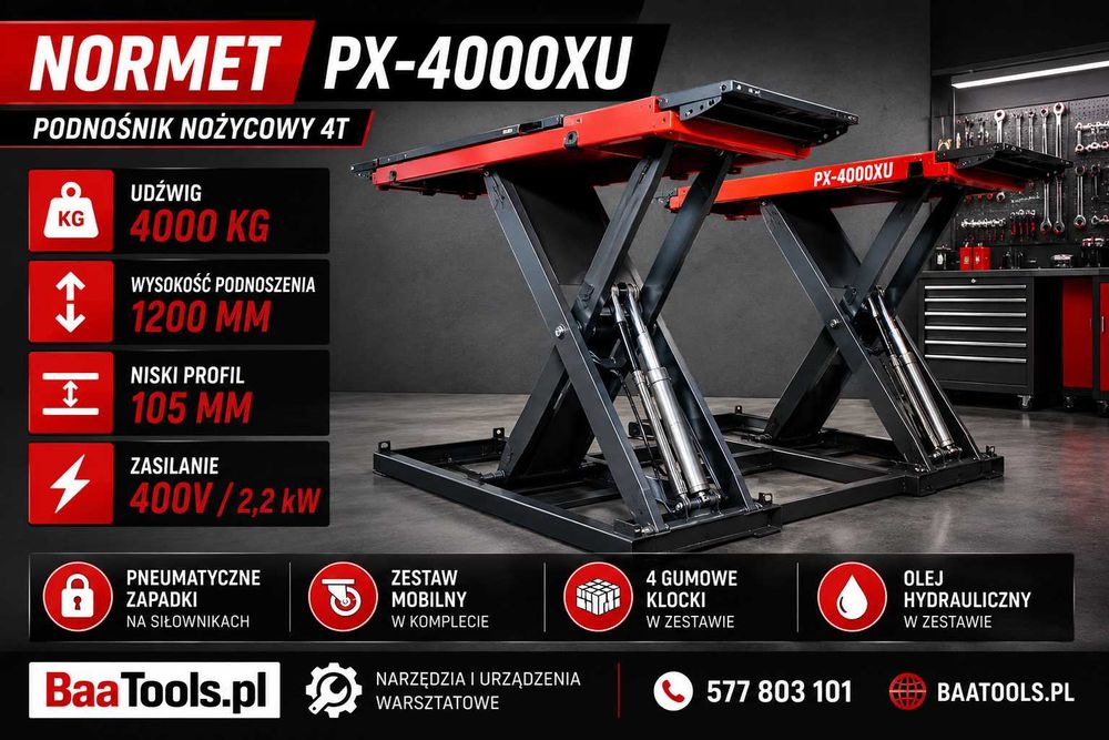 Podnośnik Nożycowy Mobilny 4000kg 120cm PX-4000XU 120cm