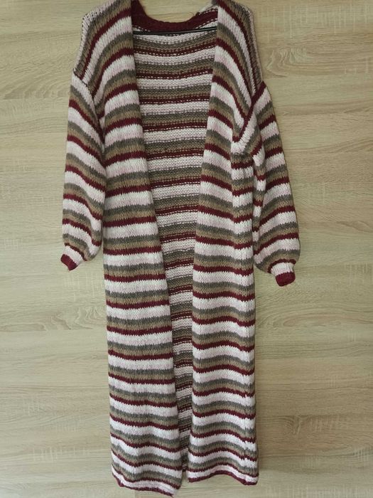 Nowy , długo kardigan w paski