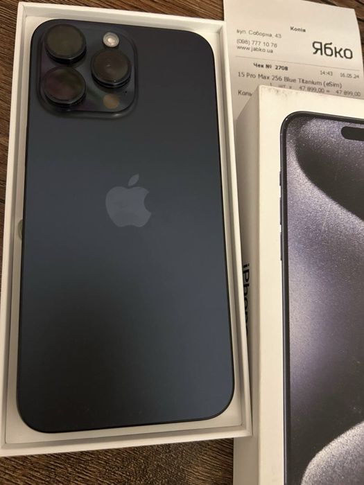 б/у iPhone 15 Pro Max 256GB Blue Ідеальний стан. e-Sim