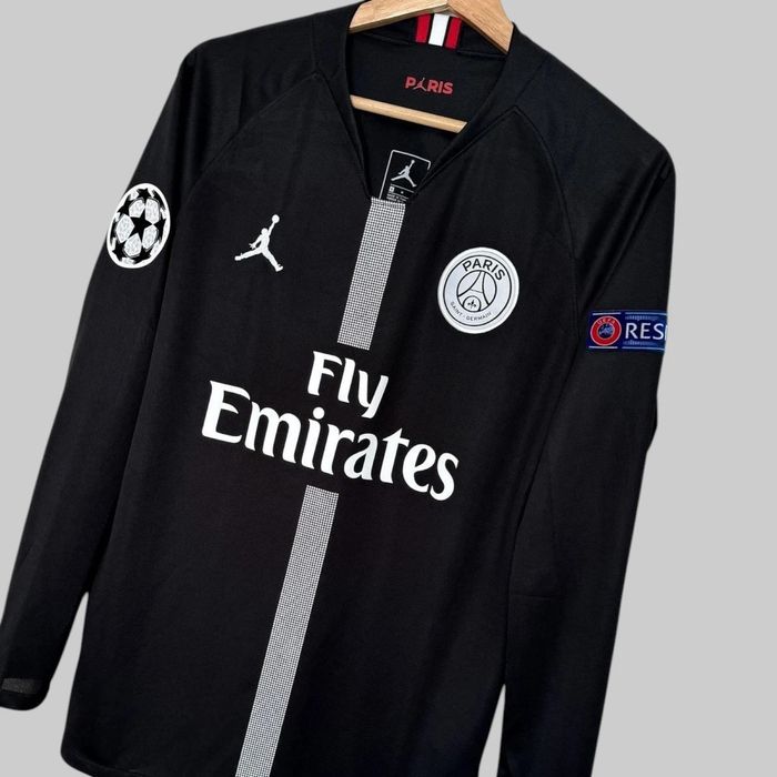 Camiseta masculina manga longa preta Neymar JR #10 PSG retrô Away