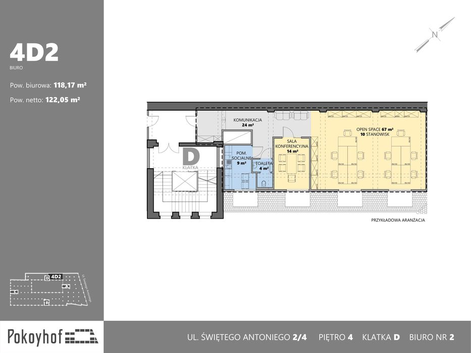 Biuro 120 mkw, open space + gabinet, Wrocław, Sw. Antoniego