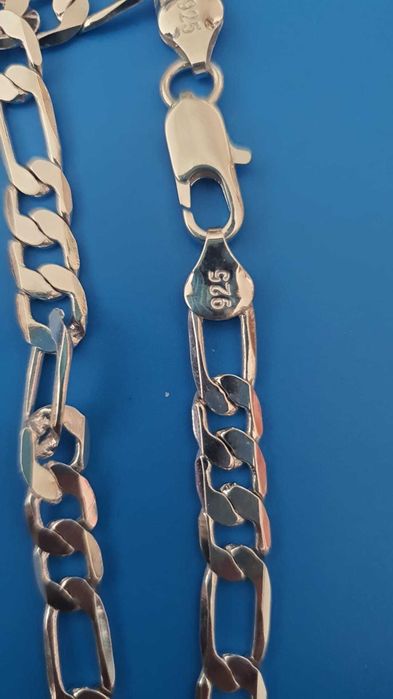Solid 925 Sterling Silver Figaro Chain Necklace